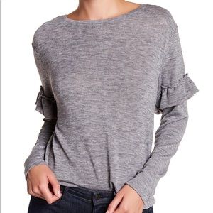 Gray Ruffle Sleeve Sweater